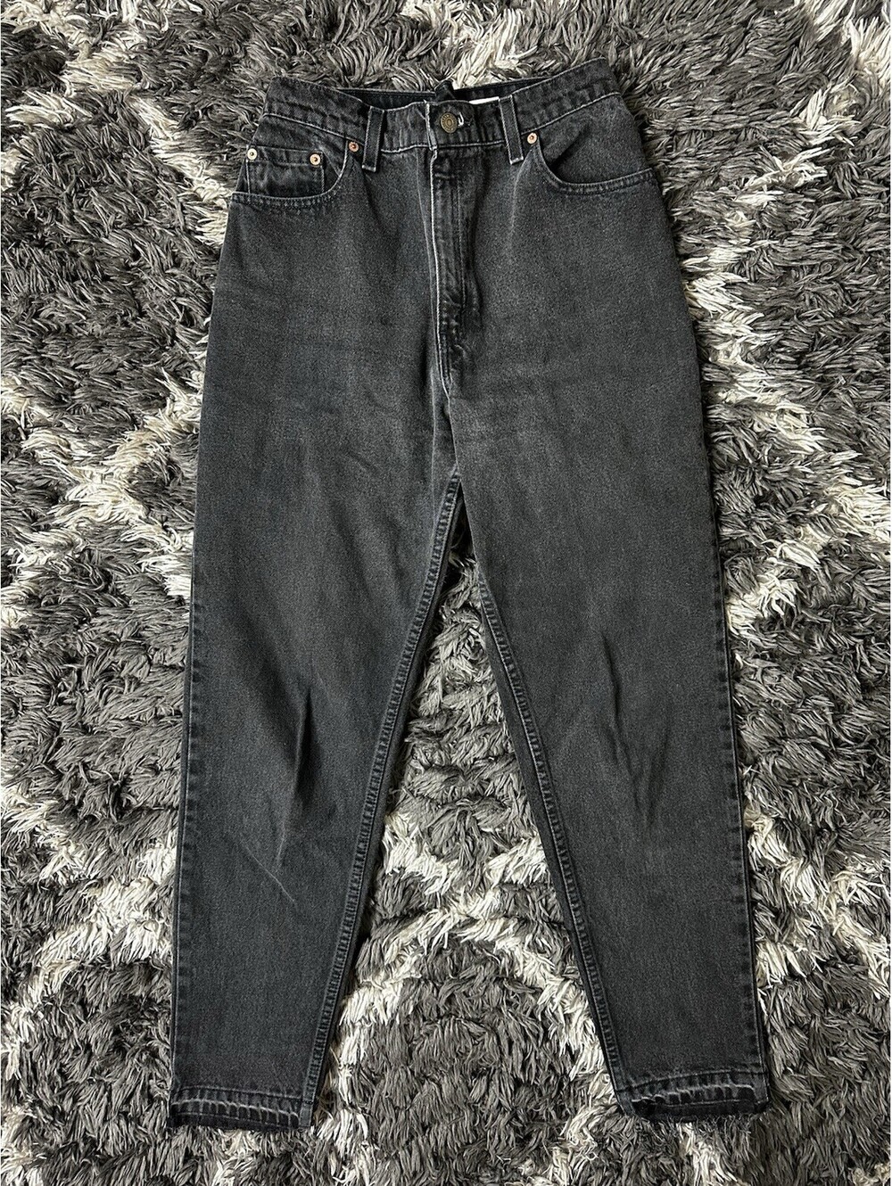 Vintage 90s Levis 551 Jeans Womens 12 Med Black Denim Tapered Altered